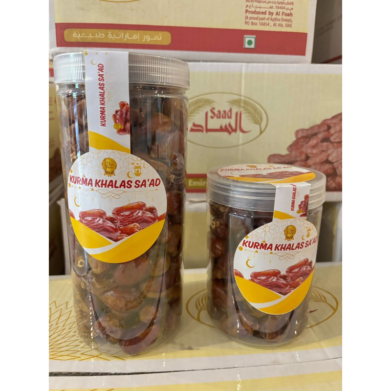 

Kurma Khalas Saad Premium Madinah kemasan 500 gram dan 1 kg free ongkir CoD