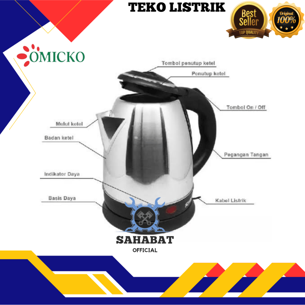 TEKO LISTRIK MASAK AIR STAINLESS KETTLE ELECTRIC 2 LITER
