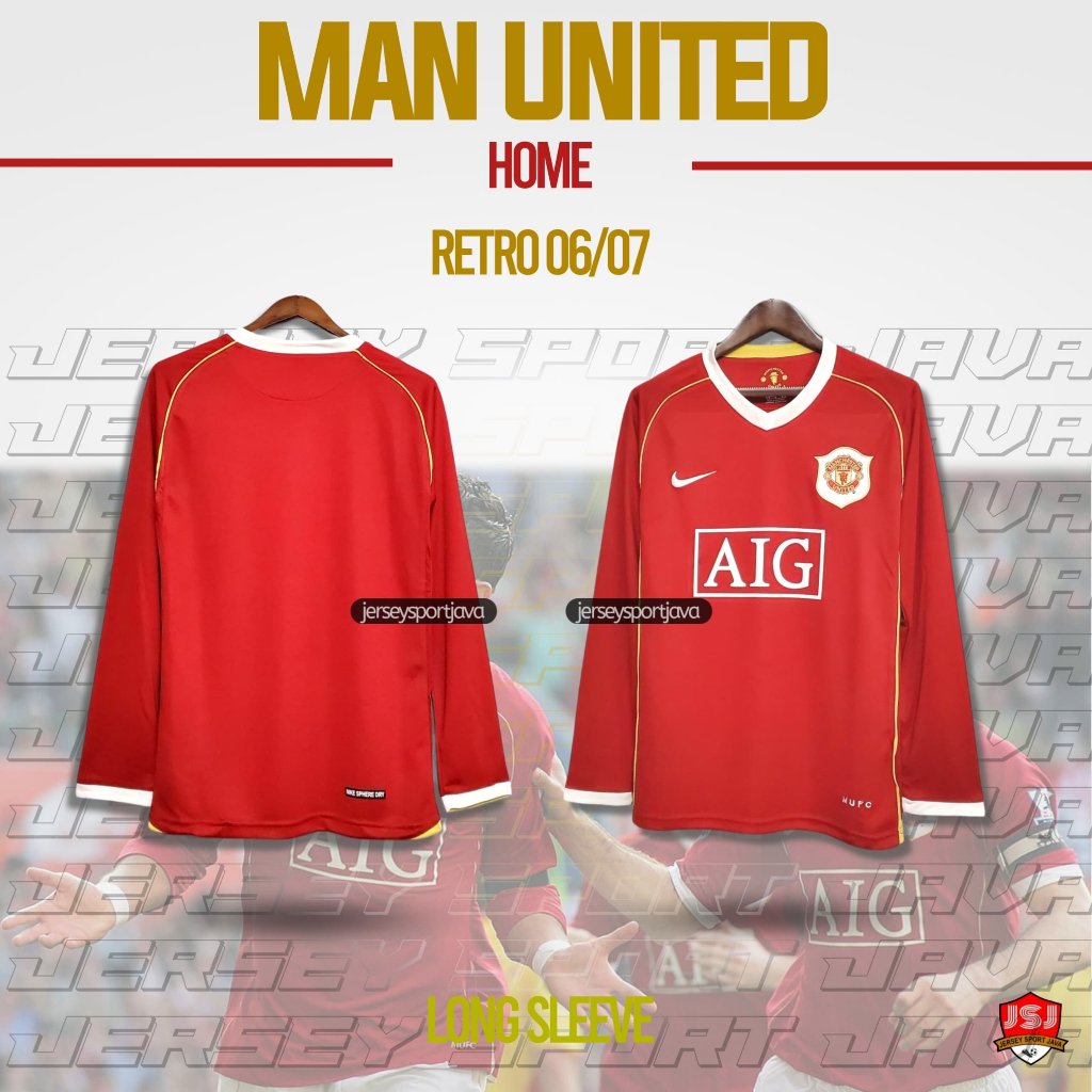 ( READY STOK ) JERSEY BAJU BOLA RETRO VINTAGE LENGAN PANJANG MU HOME AIG 2007/2008 - HIGT QUALITY