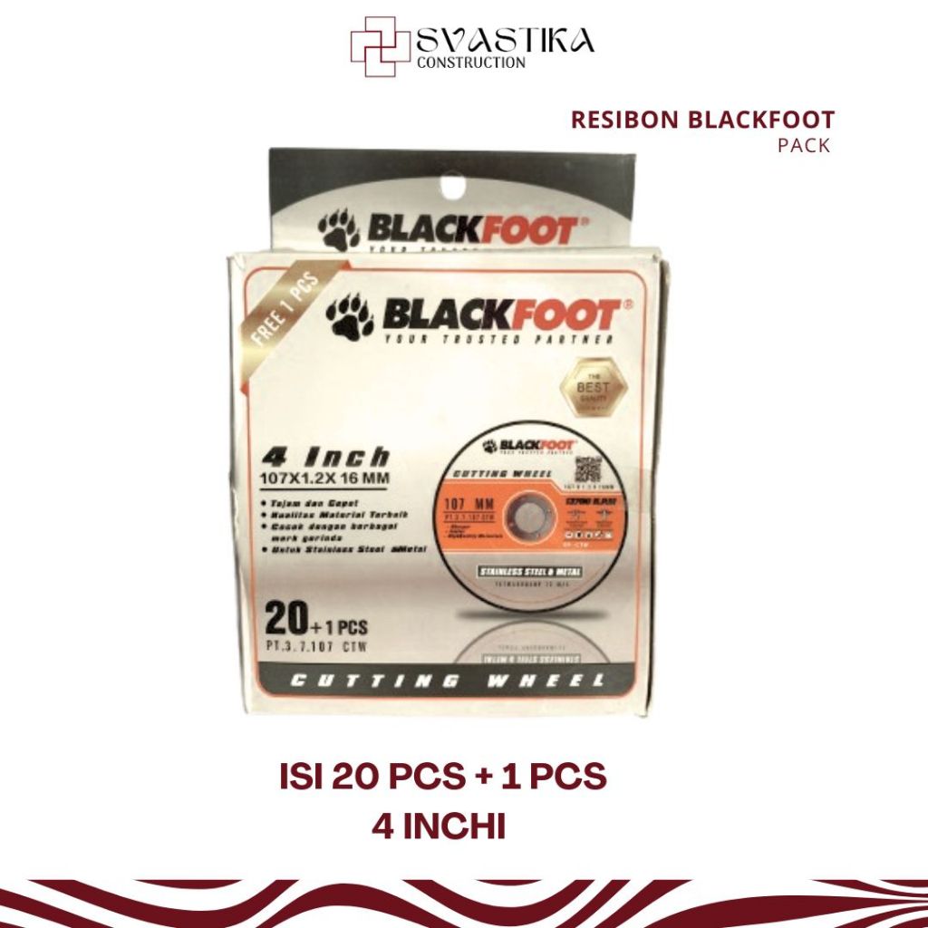 Resibon Blackfoot Mata Potong Besi - Mata Gerinda Cutting Wheel 4" - 1 Pack