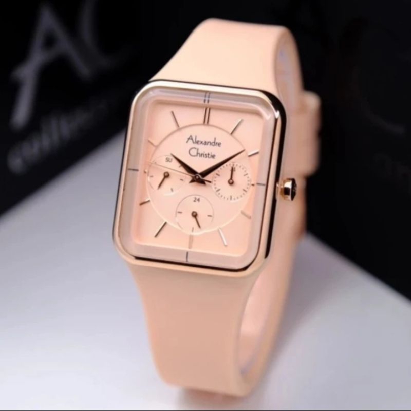 JAM TANGAN WANITA ALEXANDER CHRISTIE AC 2744 ROSEGOLD PEACH ORIGINAL GARANSI RESMI 1 TAHUN