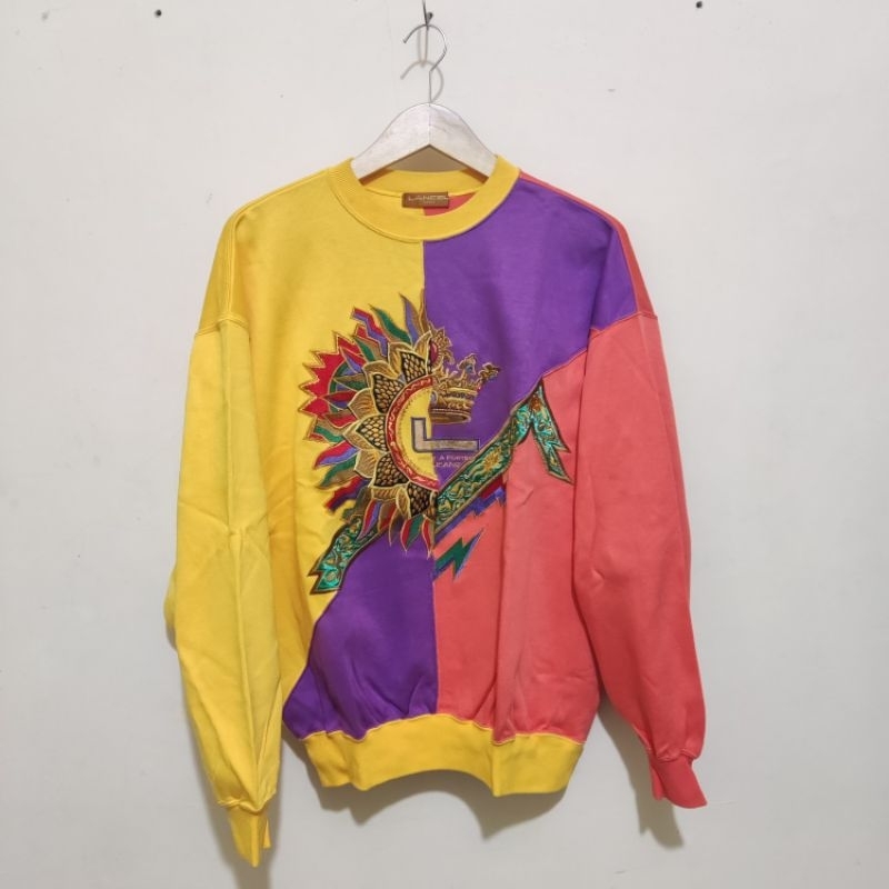 lancel knitwear crewneck color block vintage second
