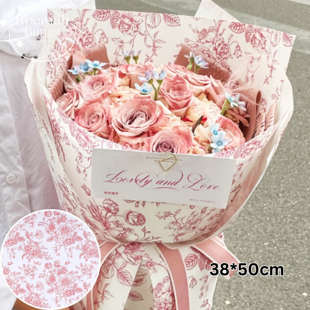 

[PACK 10 LBR] Kertas Motif Bunga 38*50cm Vintage / Bungkus Buket Bunga Florist kado Cello