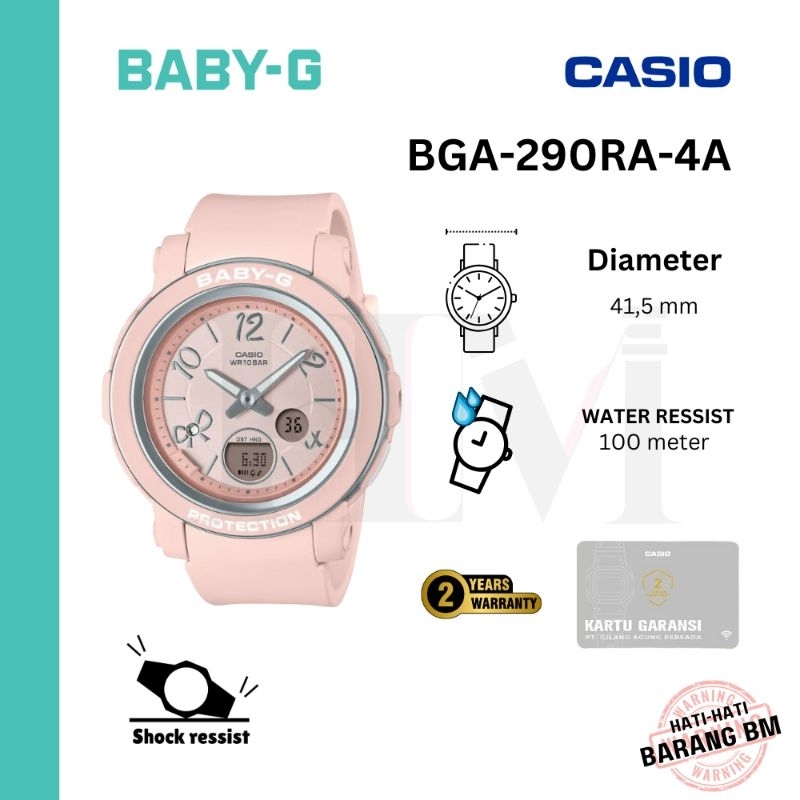 CASIO BABY-G BGA-290RA-4ADR Jam Tangan Wanita Original Analog Digital Rubber Antiair BGA-290RA-4A BG