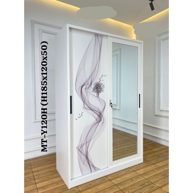 Lemari pakaian plat besi import pintu sliding