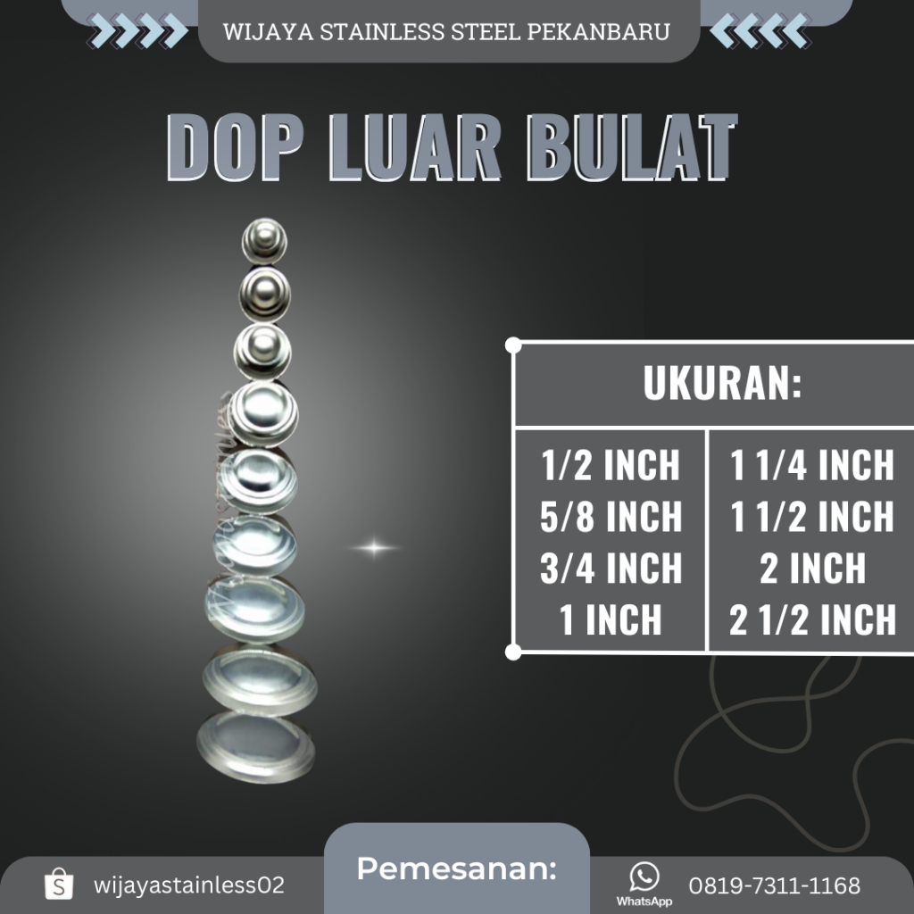 DOP PIPA STAINLESS STENLIS STEEL ORNAMEN PAGAR