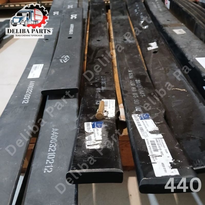 Per belakang local No.3 (panjang 155 cm, lebar 10 cm, tebal 2,4 cm), spring leaf No.3 Mercy Axor 252