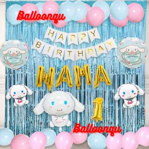 Paket Dekor Ulang Tahun Kuromi Cinamorol Balon Happy Birthday Dekor Sanrio