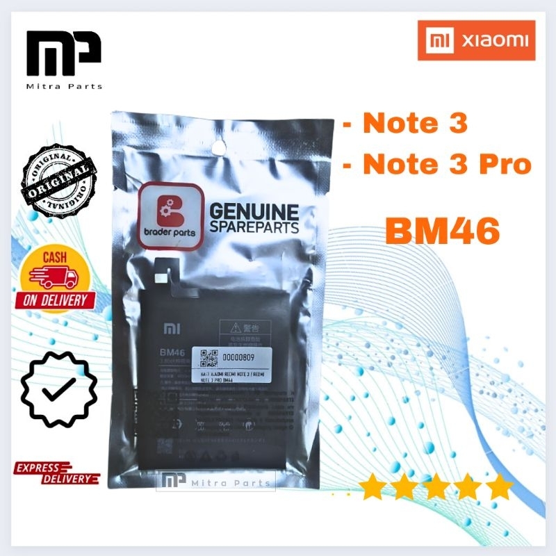 BATERAI XIAOMI REDMI NOTE 3 / REDMI NOTE 3 PRO BM46 100% ORIGINAL BRADERPARTS