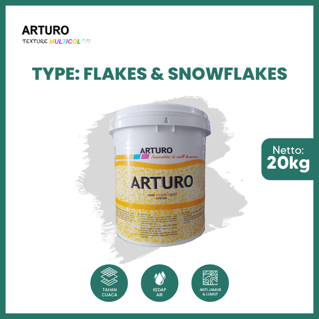 ARTURO Cat Texture Type Flakes & Snow Flakes 20KG (PAIL) – Cat Dinding Premium dengan Efek Tekstur