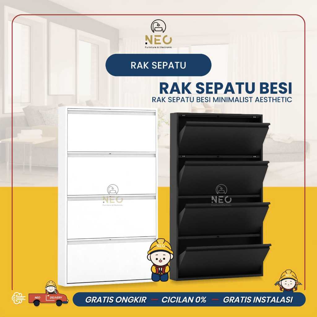 NEO - RAK SEPATU BESI  GION MSR80 TEMPAT SEPATU LEMARI SEPATU MINIMALIST TEBAL ANTI KARAT RAK SEPATU