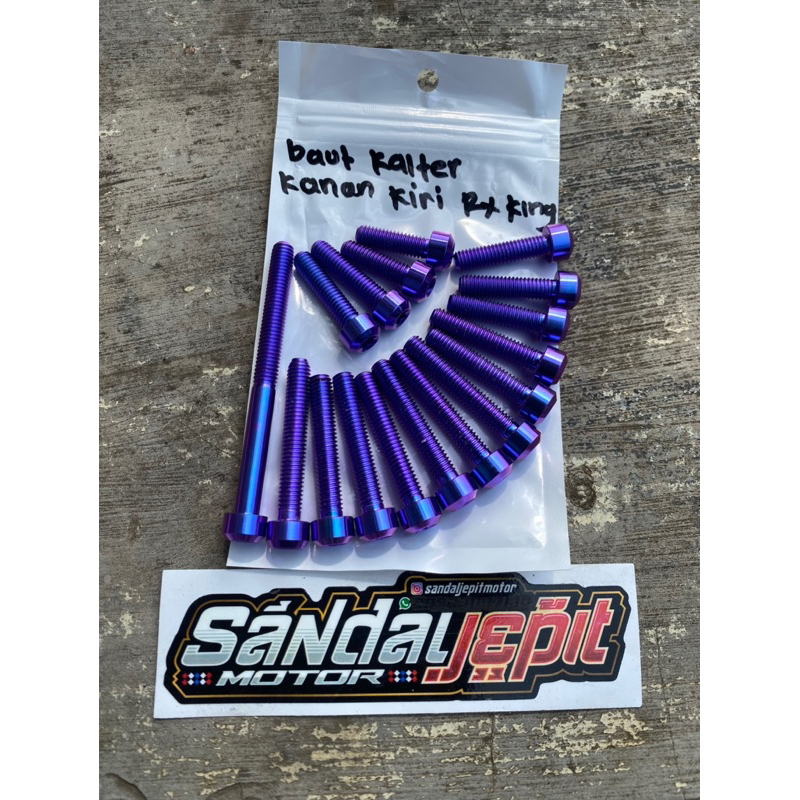 BAUT TITANIUM BLOK BAK MESIN YAMAHA RX KING BAUT TITANIUM BLOK MESIN KALTER KANAN KIRI RX KING BAUT 