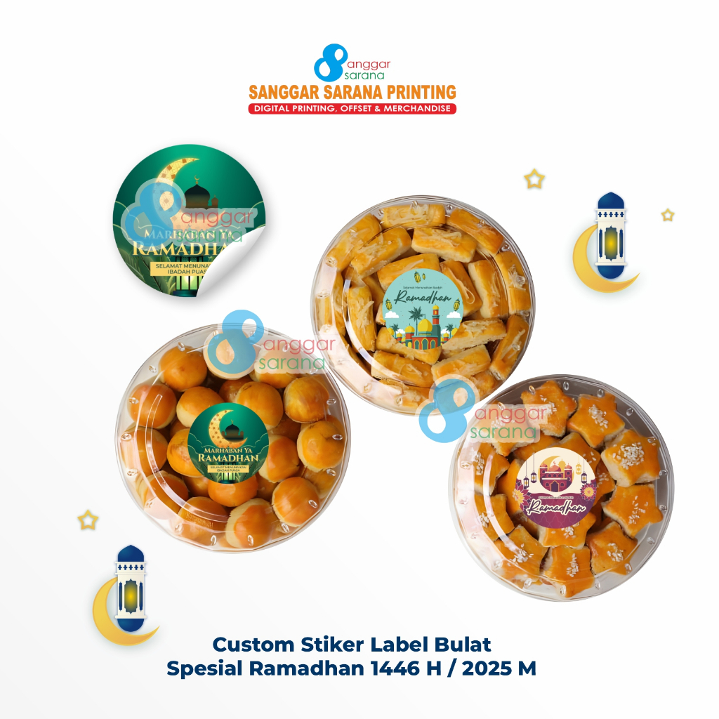

Stiker Toples Kue Kering Ramadhan CUSTOM Stiker Label Toples Kue - UKURAN 5 CM