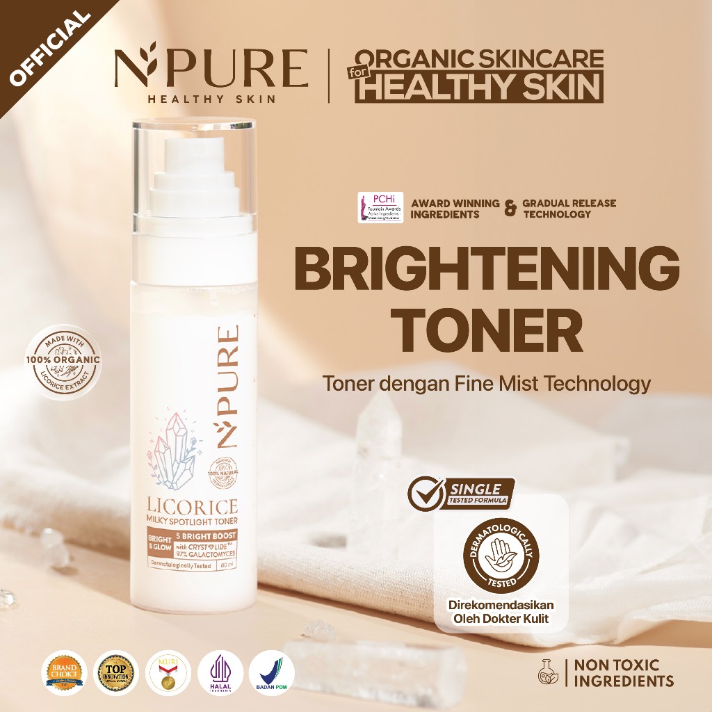 NPURE Toner Licorice / Milky Spotlight / Brightening Toner / Toner Wajah Cerah Glowing / Fine Mist /