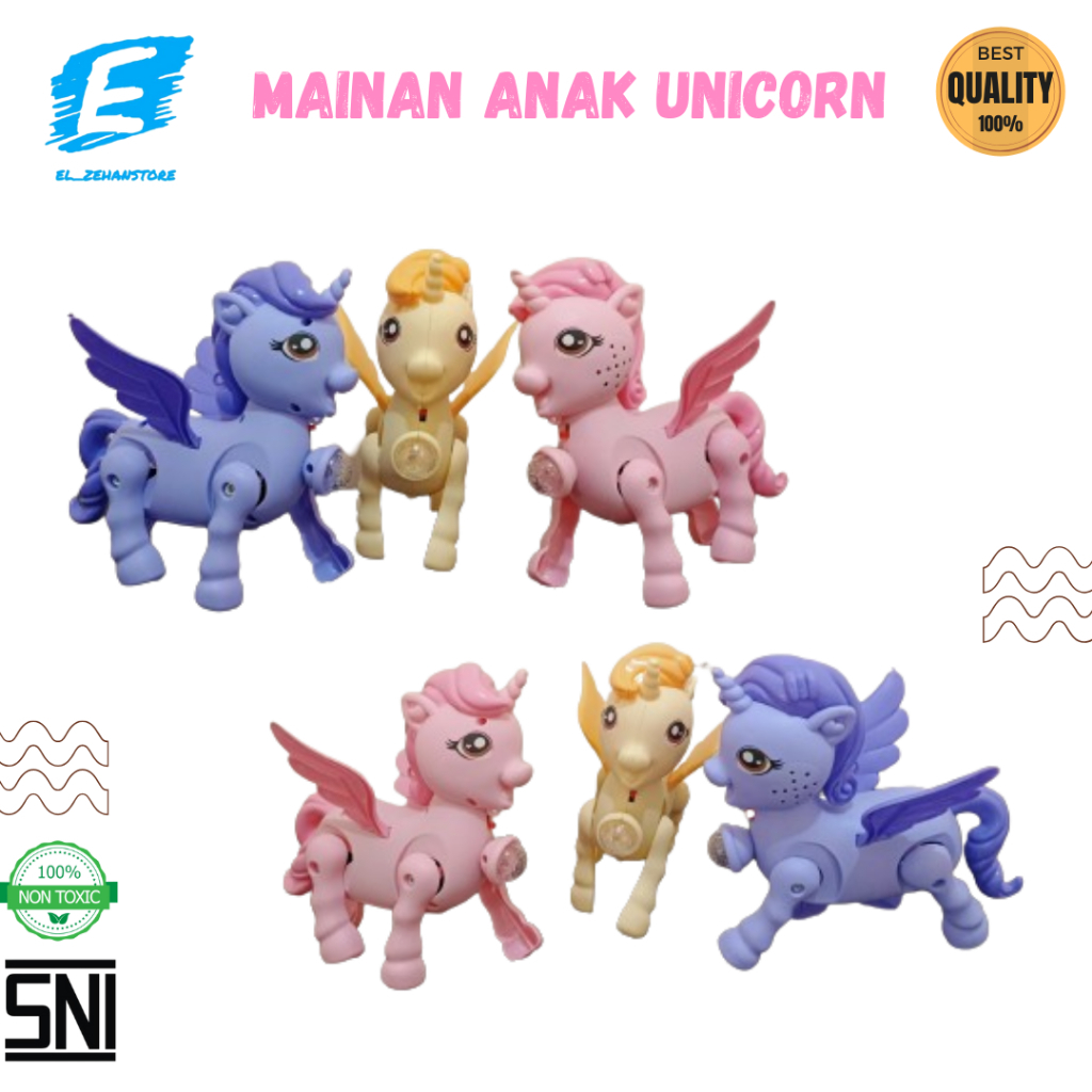 Mainan Anak Kuda Poni Bersayap dan Berbunyi Musik | Little Pony Unicorn | Kuda Pony Berjalan