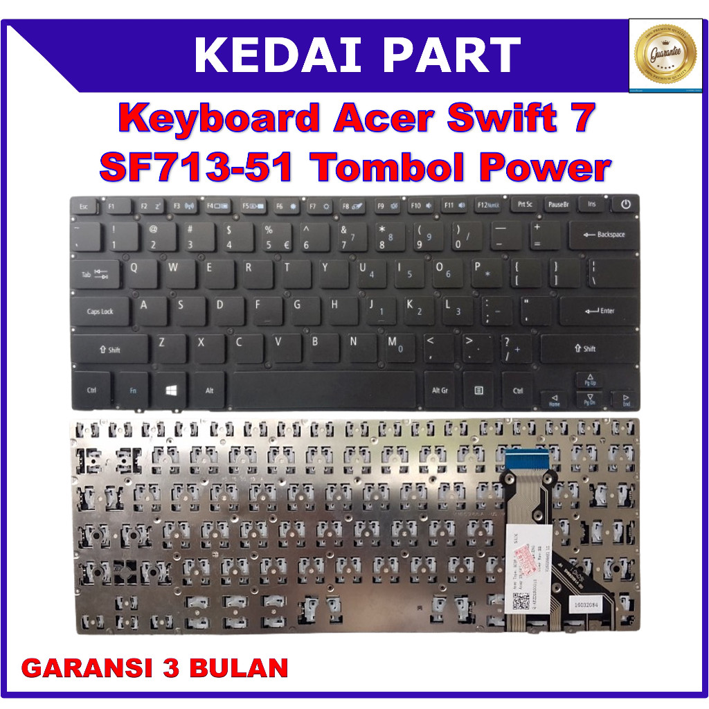 Keyboard Acer Swift 7 SF713-51 SF713-51-M51W SF714-51 SF714-52 Tombol Power