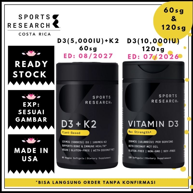 Sports Research D3 + K2 5000IU 60sg D3 10000IU 120sg