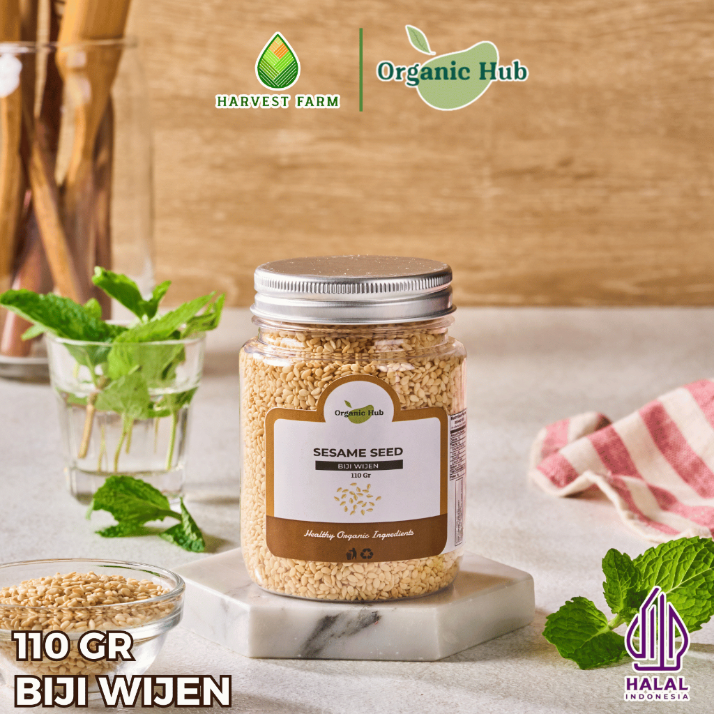 

Organic Hub Biji Wijen Putih Sangrai Rempah Bumbu Dapur Nusantara Makanan Premium Quality 110 gr
