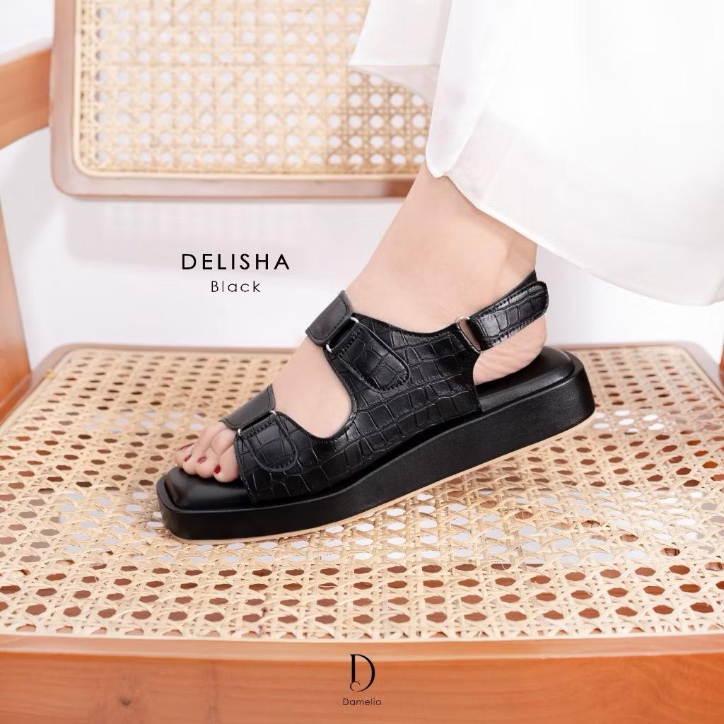 Damelia Melstore JKT Delisha Sandals Wanita Sendal Tali Belakang Platform Casual Stylish