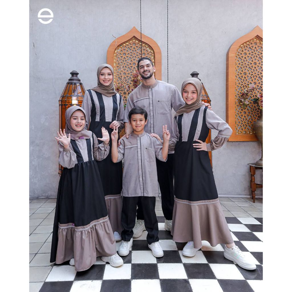 Ethica Couple Sarimbit Keluarga Elfa Gamis dan Koko Elfa 269 Stucco Sand