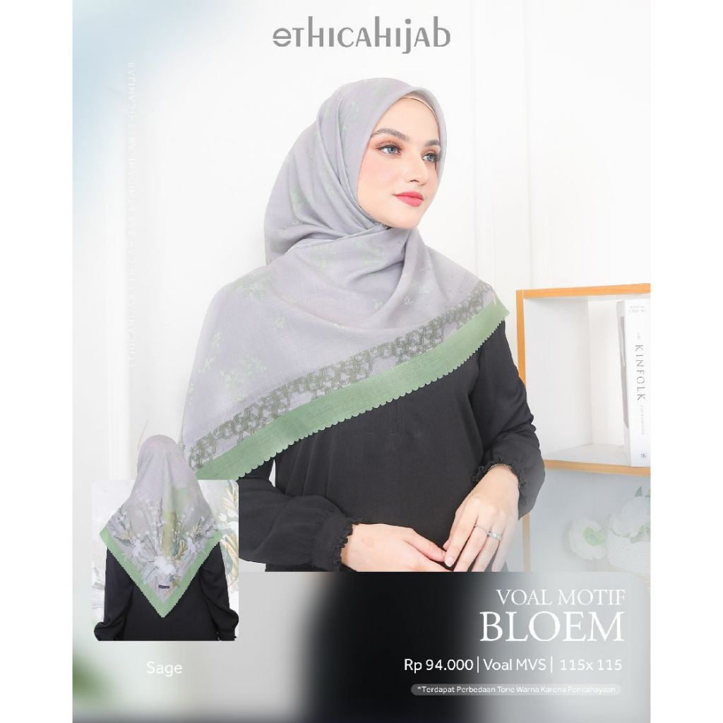 ETHICA HIJAB VOAL MOTIF BLOEM SAGE