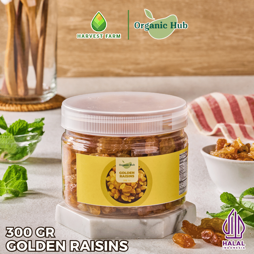 

Organic Hub Golden Raisans Kismis 100% Asli Arab Premium Quality Organik 300 gr
