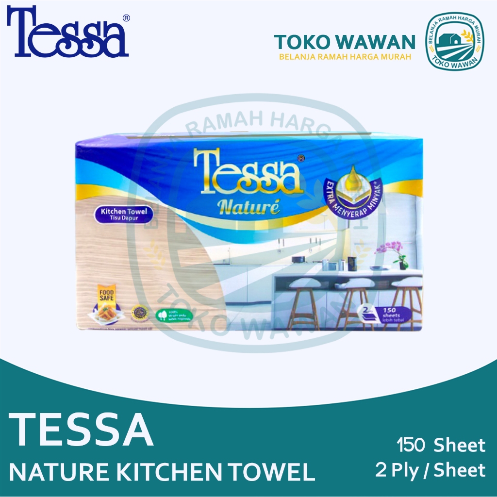 Tissue TESSA Kitchen Towel Nature Coklat Isi 150 Sheet / Tisu Dapur Pengesat 150s