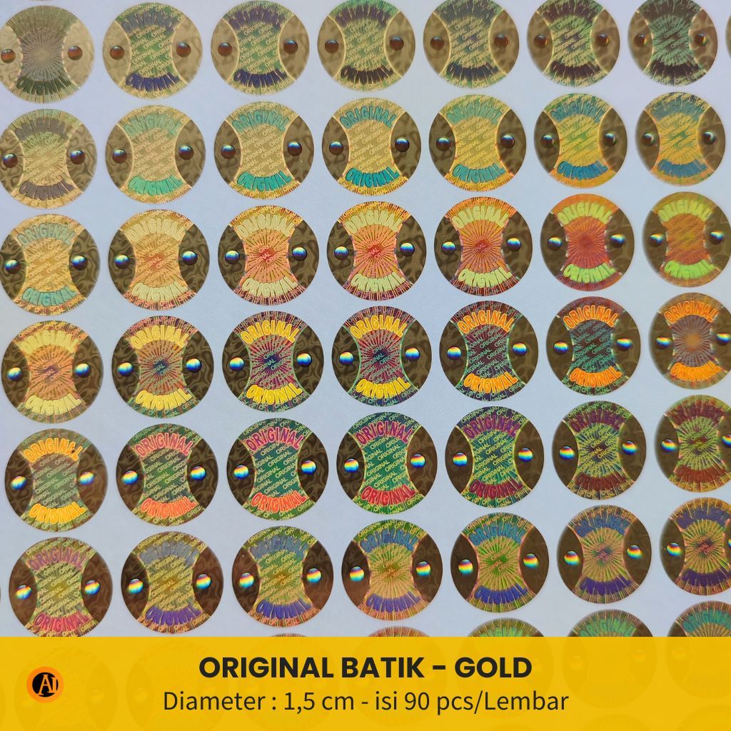 

Stiker Hologram Original Batik 3D diameter 1,5 cm - Gold Silver Pink Sarang Tawon