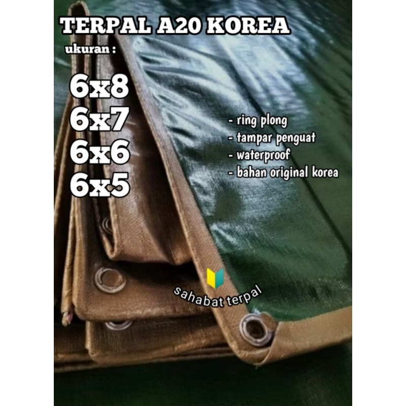 Terpal tenda tebal type a20 korea ukuran 6x8 6x7 6x6 6x5