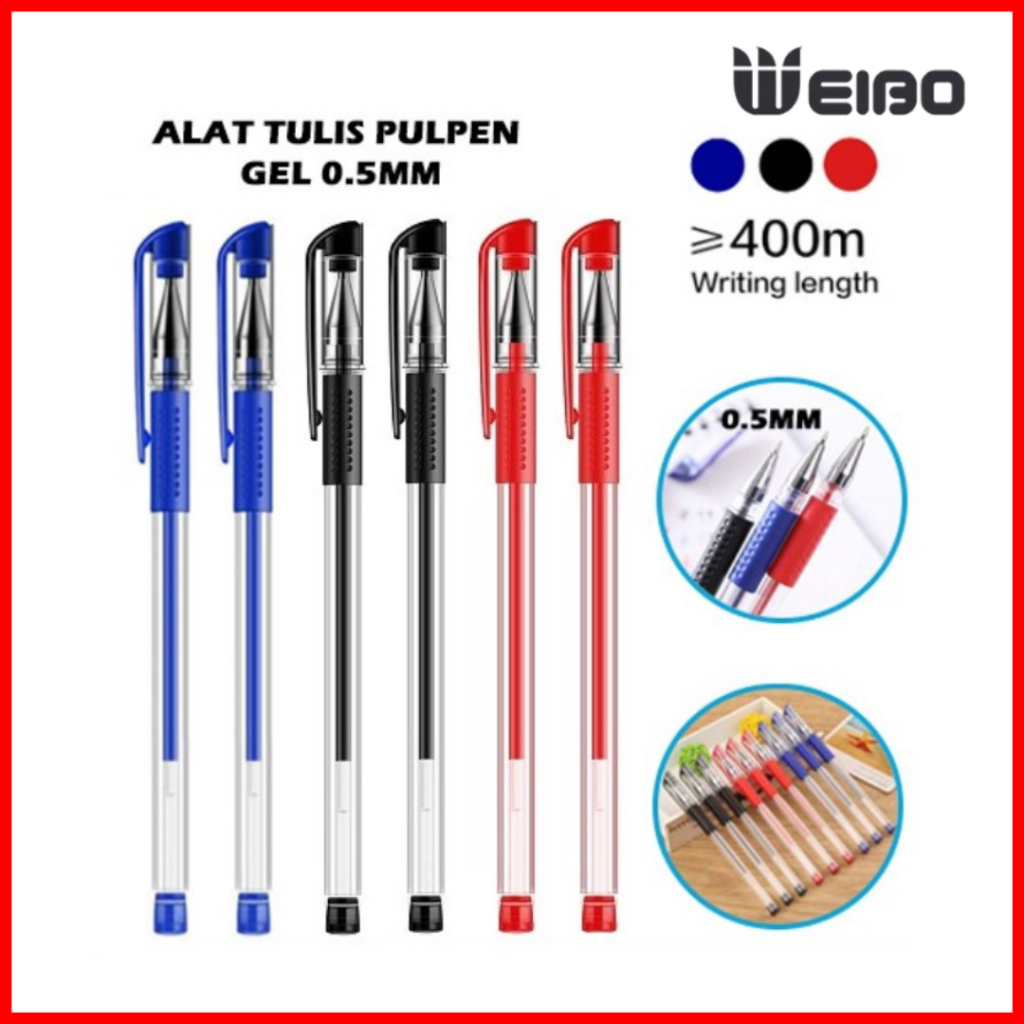 

WEIBO Pulpen Gel Ink Pen 0,5mm 3 Warna Dan Spidol MT Permanen 1 Pcs Hitam Biru Merah Bisa Diisi Ulang