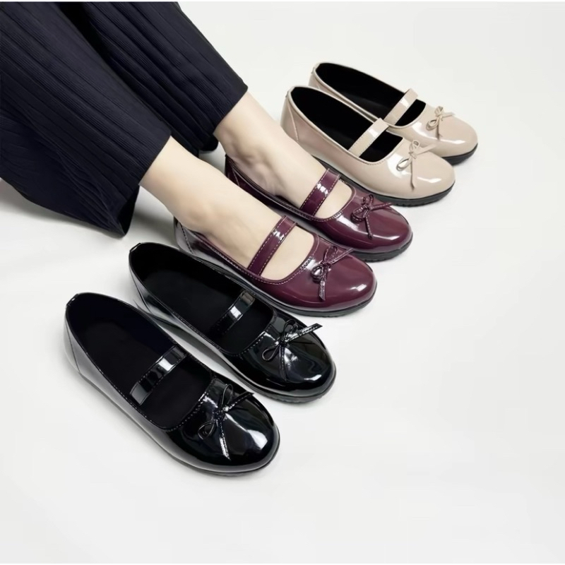 Joane Flat Shoes Sepatu Wanita Sepatu Hitam Wanita Balet Women Shoes Kerja Perempuan Karet Black