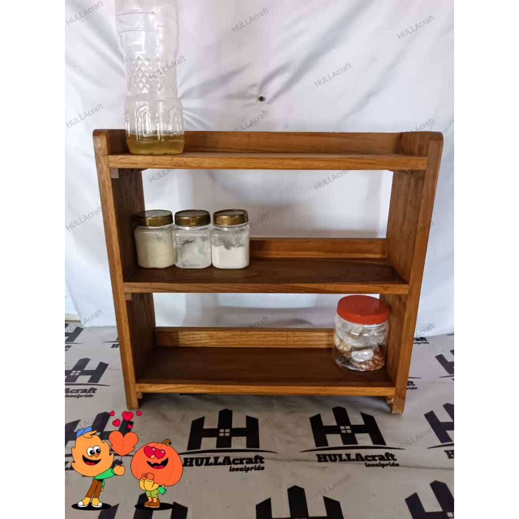 RAK KAYU 3 SUSUN KAYU JATI/RAK NOVEL KAYU/RAK KOSMETIK 3 SUSUN MURAH
