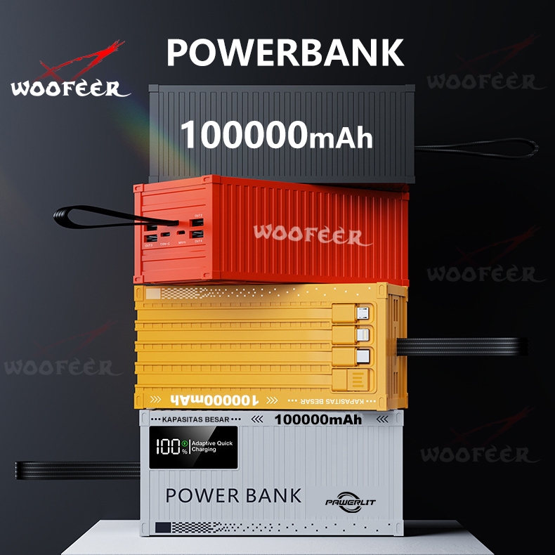 WOOFEER Powerbank 100000mah Type-C Power Bank Fast Charging Powerbank 100000mah ori Robot Pawerbeng 