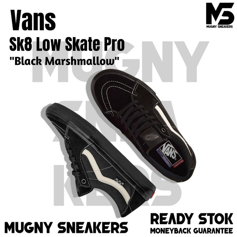 100% Original Sepatu Vans Sk 8 Low Pro Skate Black White