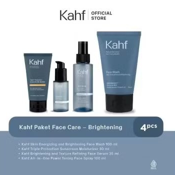 Kahf Paket Face Care Isi 4pcs - Face Wash, Sunscreen, Serum, & Toner