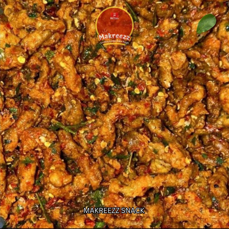 

Usus Krispi / kripik usus 1 kg / 1 kg usus Crispy bumbu Pedas daun jeruk mantap