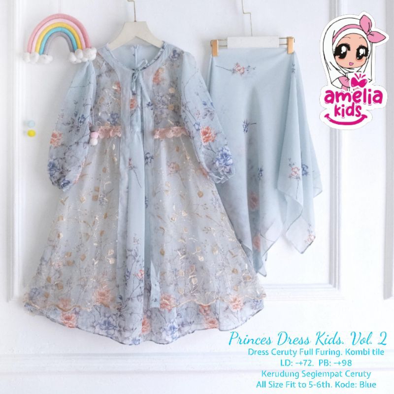 new jasmin dress set kids vol 2 ORI Amelia kids// princess vol 2 dress free jilbab anak usia 5 6 tah