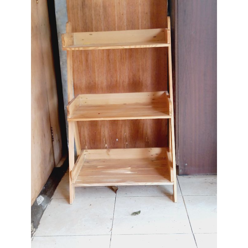 Rak Papan Nama Toko | Rak Kayu 3 Susun Serbaguna | Rak Display Produk | Rak Susun | Rak Buku | Rak P