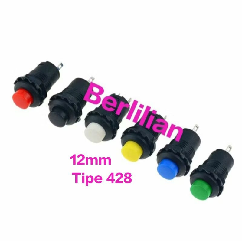 PUSH ON OFF 12MM JUAL Per/100pcs Saklar Swit Push On Off Tipe 428