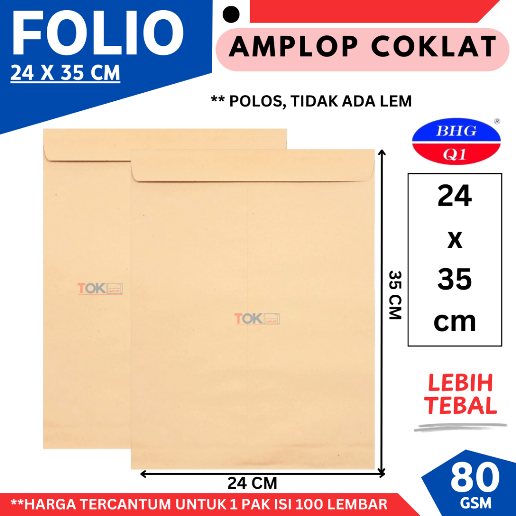 

Amplop Coklat FOLIO BHG 80Gr IMPORT