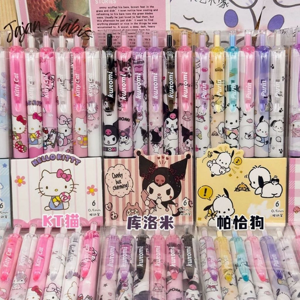 

JABIS Pulpen Mekanik 0.5mm Set Isi 6 Pcs Motif Kartun Series Set Pena Gel 0.5mm Karakter Lucu Pulpen Gel 6IN1 Warna Hitam Bolpoint Tinta Gel Cair 6 Pcs Journaling Pen Alat Tulis