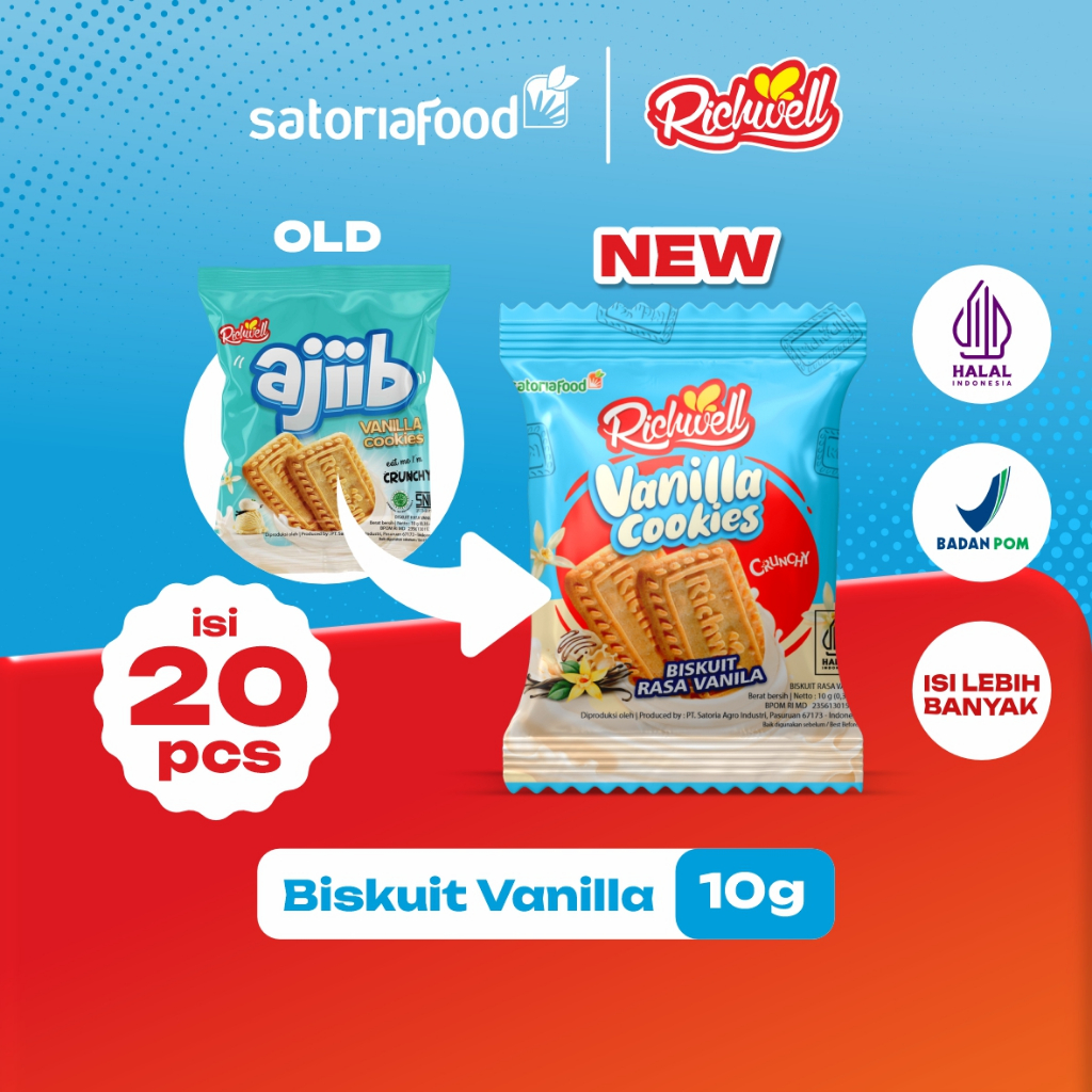 

Richwell Cookies Vanilla 10g x 20Pcs | Biskuit Kukis Rasa Vanila