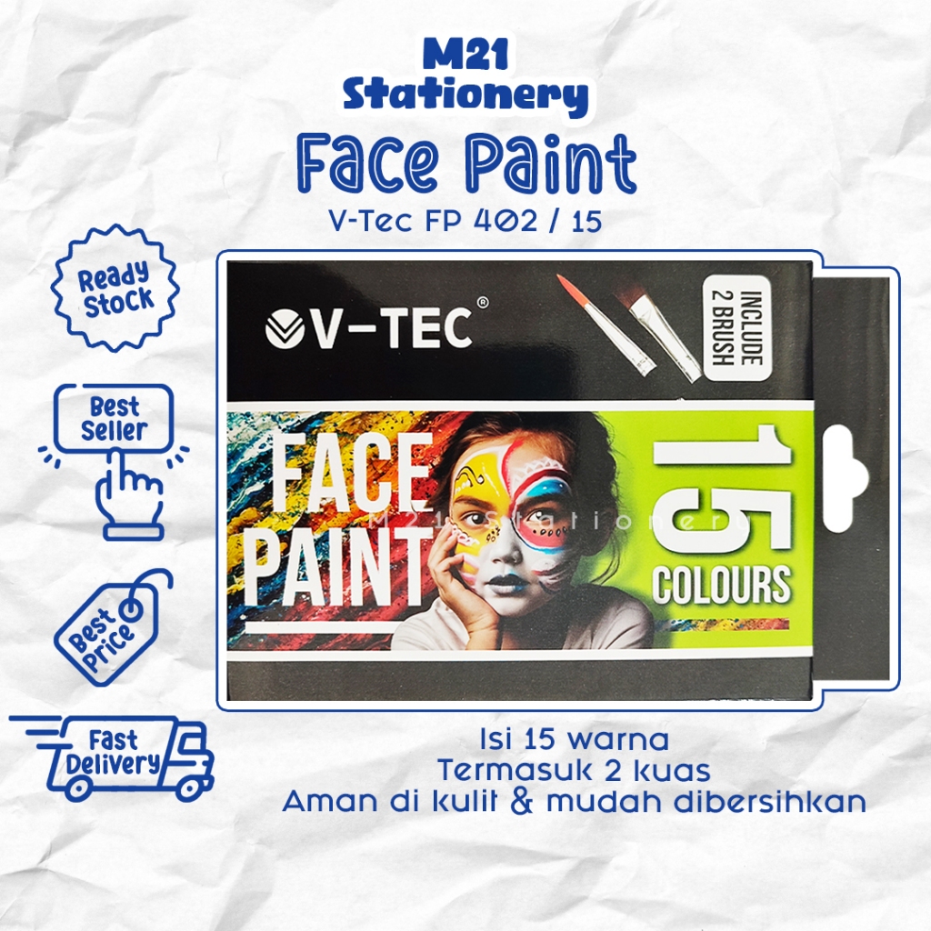 

FACE PAINT V-TEC FP 402 / vtec fp402/15 facepaint spidol cat penghias muka wajah dan badan make up art pameran seni untuk acara pesta topeng festival cosplay mask party stuff / m21 stationery jogja