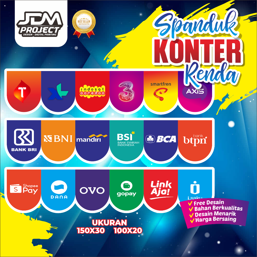 BANNER KONTER RENDA HIASAN 310GSM/ SPANDUK RENDA HIASAN GANTUNG JDM