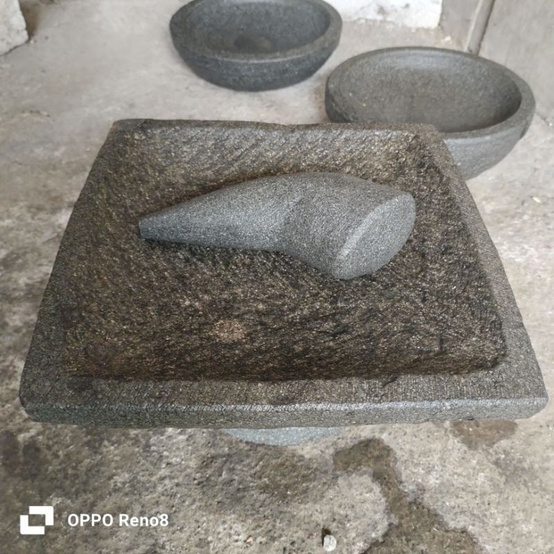 Kotak Cobek Batu Asli, Bentuk Kotak 18Cm, Di Jamin Batu Asli 100%