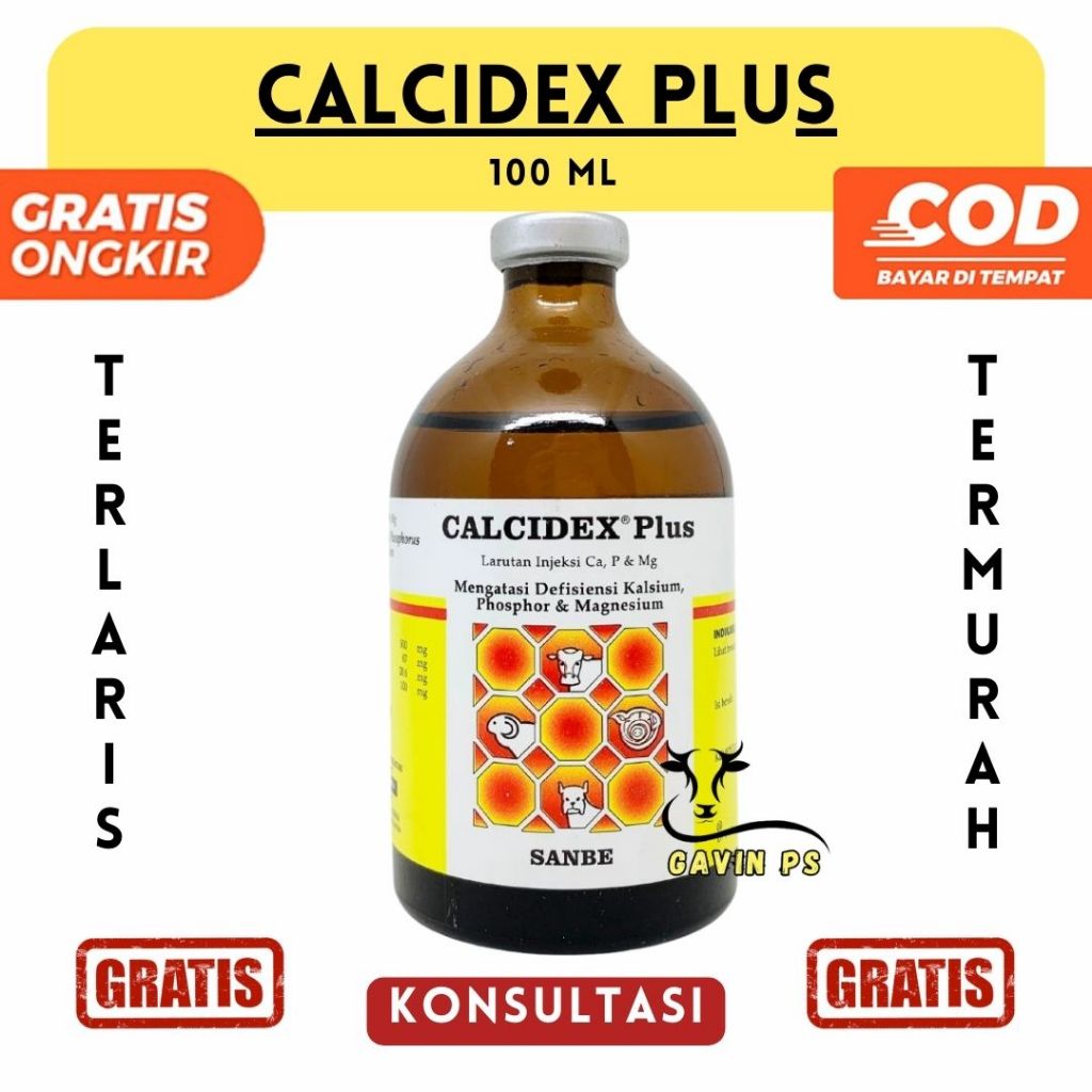 CALCIDEX PLUS Injeksi 100 ml Obat Sapi Kambing Lumpuh Injeksi Ampuh PT Sanbe Farma