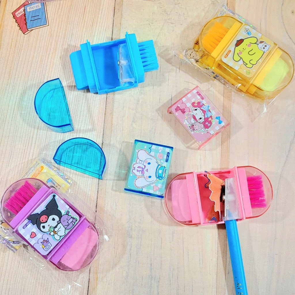 

Serutan SANRIO + Set Penghapus & Pembersih SAPU Fancy LUCU UNIK Harga MURAH / Set Rautan dan Eraser karakter Sanrio IMUT CUTE Alat tulis Sekolah Anak Kekinian bisa Grosir dan COD