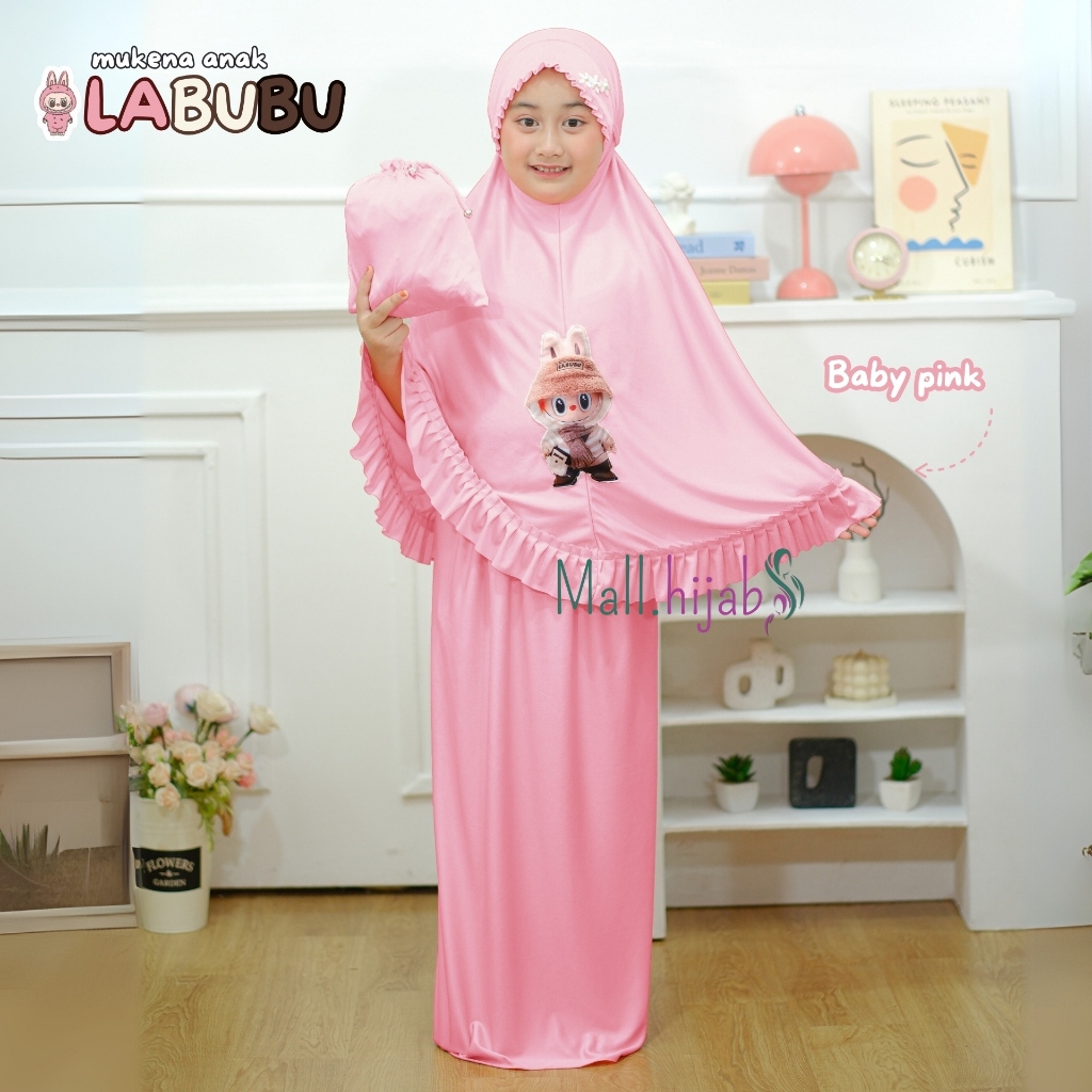 Mall.hijab Mukena Anak Traveling // Mukena Karakter Labubu Terbaru Anak Perempuan Usia 3-8 Tahun Bah