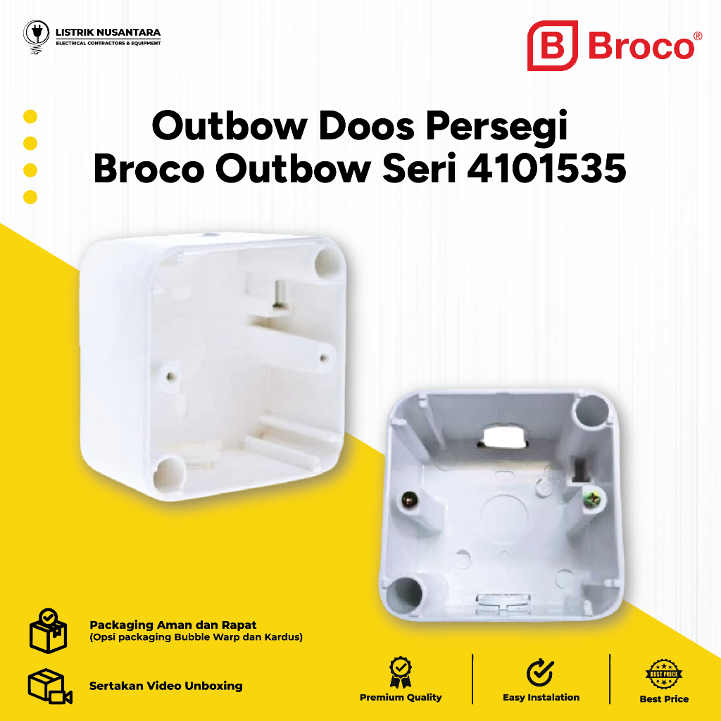 OUTBOW DOOS BROCO SEGI / PERSEGI PUTIH OB DOS DUS INSTALASI TEMPEL DINDING ORIGINAL