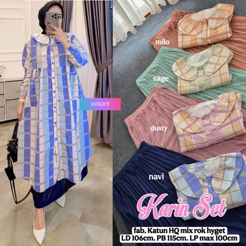 Karin Setelan Wanita (Atasan&Celana) Bahan Katun Mix Hyget ORI by Vinstore